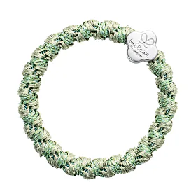 By Eloise London Woven Silver Quatrefoil Ластик за коса за жени