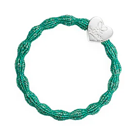 By Eloise London Metallic Silver Heart Ластик за коса за жени